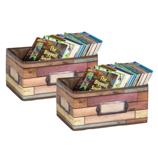 Teacher Created Resources Reclaimed Wood Design Storage Bin, 2ct.